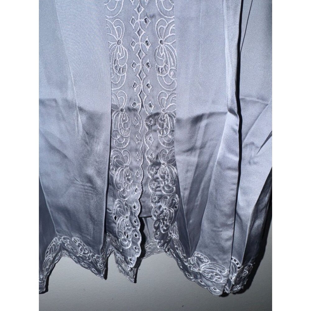 Lovestitch  Women's Long Sleeve Embroidered Lace Trim Dress Light Gray Polyester - Picture 7 of 10